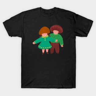 Cute and happy mushroom boy and girl, version 2 T-Shirt